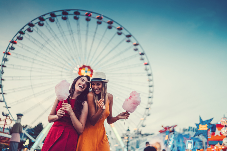 Happy women at the amusement park